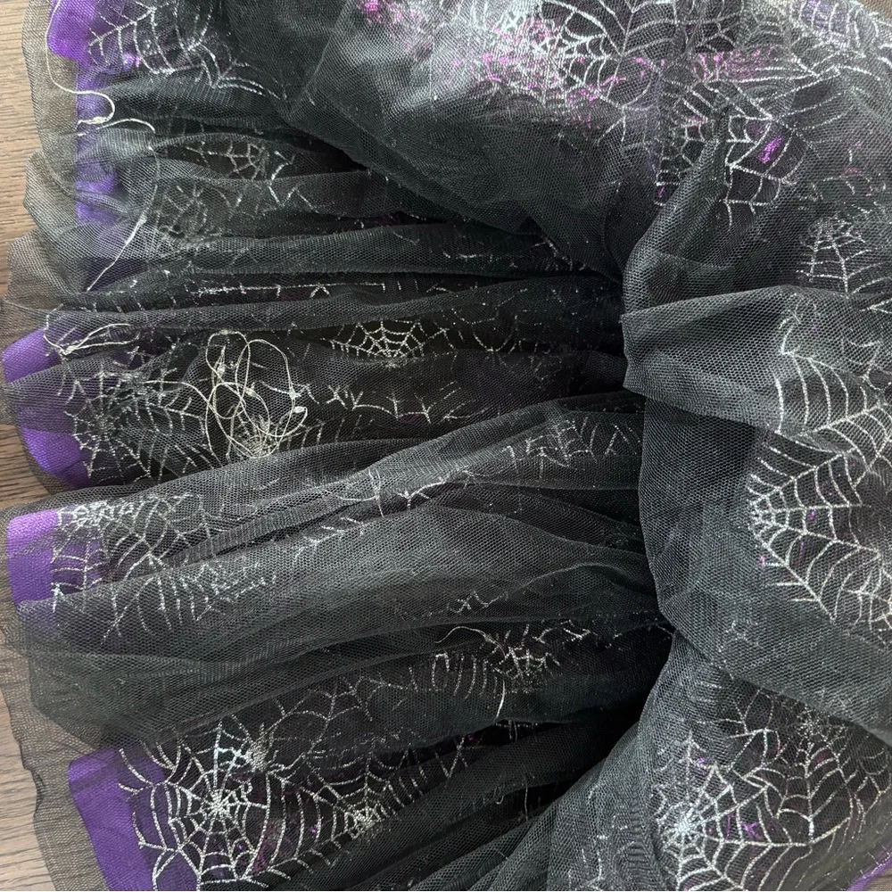 NEVER WORN Kids Purple and Black Spiderweb Halloween Skirt